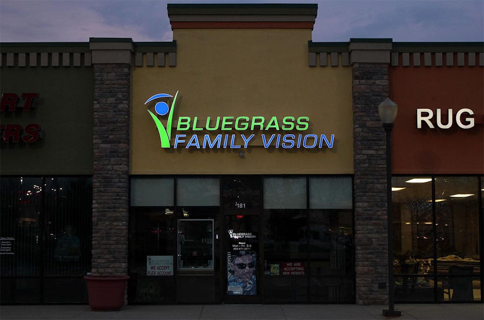 Bluegrass Family Vision Eye Care Center Exterior at Night